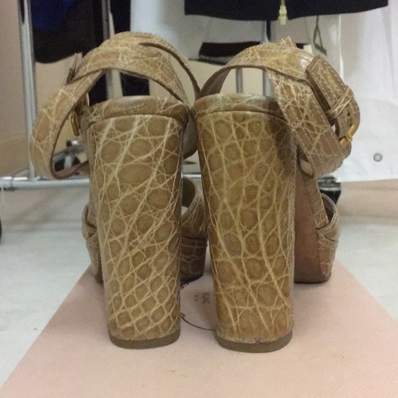 Prada Crocodile Ankle Wrap Platforms - Picture 2 of 6